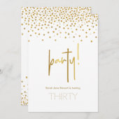 Gold Glitzer Bubbly 30. Party Einladung (Vorne/Hinten)