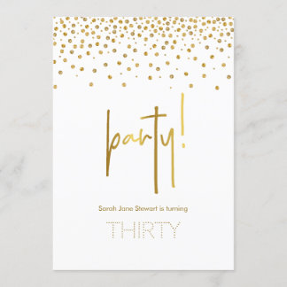 Gold Glitzer Bubbly 30. Party Einladung