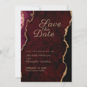 Gold Glitzer Burgundy Agate Save the Date (Vorderseite)