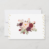 Gold Glitzer Burgundy Blush Floral Wedding RSVP Karte (Rückseite)