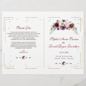 Gold Glitzer Burgundy Floral Wedding Program (Vorderseite)