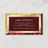 Gold Glitzer Burgundy Red Marble Makeup Künstler Visitenkarte (Rückseite)