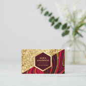 Gold Glitzer Burgundy Red Marble Makeup Künstler Visitenkarte (Stehend Vorderseite)