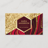 Gold Glitzer Burgundy Red Marble Makeup Künstler Visitenkarte (Vorderseite)