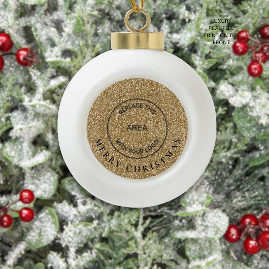 Gold Glitzer Business Logo Frohe Weihnachten Keramik Kugel-Ornament