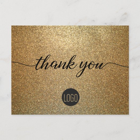 Gold Glitzer Business Logo Kunde Vielen Dank Postkarte (Vorderseite)