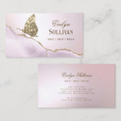 Gold Glitzer Butterfly Lilac Agate Business Card Visitenkarte (Vorne/Hinten)