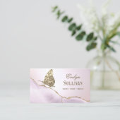 Gold Glitzer Butterfly Lilac Agate Business Card Visitenkarte (Stehend Vorderseite)