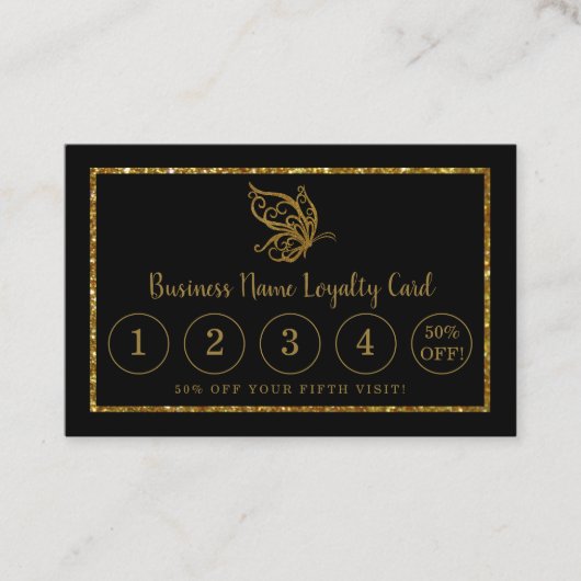 Gold Glitzer Butterfly - Treuekarte (Vorderseite)