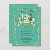 Gold Glitzer Cactus Fiesta Probe Dinner Einladung (Vorne/Hinten)