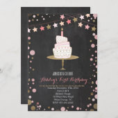 Gold Glitzer Cake Geburtstagseinladung Einladung (Vorne/Hinten)