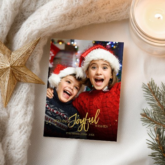 Gold Glitzer Calligraphy Foto Weihnachtsfeiertage Postkarte