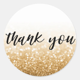 Gold Glitzer Calligraphy Vielen Dank Runder Aufkleber