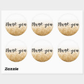 Gold Glitzer Calligraphy Vielen Dank Runder Aufkleber (Blatt)