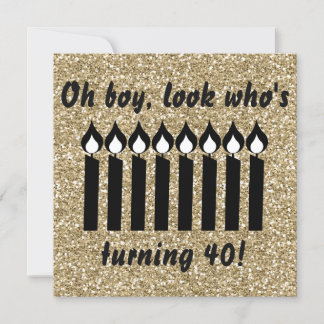 Gold Glitzer Candle Birthday Einladung