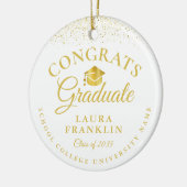 Gold Glitzer Cap Abschluss Glückwunsch Keramik Ornament (Links)