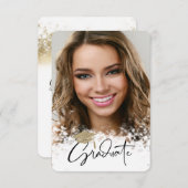 Gold Glitzer Cap, Bokeh Foto Abschluss Einladung (Vorne/Hinten)