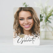 Gold Glitzer Cap, Bokeh Foto Abschluss Einladung (Stehend Vorderseite)