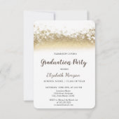 Gold Glitzer Cap, Bokeh Foto Abschluss Einladung (Rückseite)