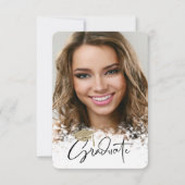 Gold Glitzer Cap, Bokeh Foto Abschluss Einladung (Vorderseite)