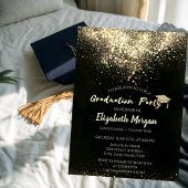 Gold Glitzer Cap, Confetti Graduation Party Einladung