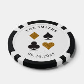 Gold Glitzer Card Anzug Hochzeitdatum und -name Pokerchips (Einzeln)