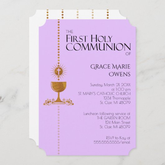 Gold Glitzer Chalis Erste Kommune Einladung (Vorne/Hinten)