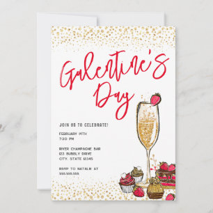 Gold Glitzer Champagne Galentines Day Party Einladung