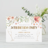 Gold Glitzer Champagner| 30. Geburtstag - Party Einladung (Stehend Vorderseite)