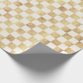 Gold Glitzer Checkered Squares Retro Geschenkpapier (Ecke)