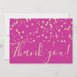 Gold Glitzer Chic Confetti Fuschia Typografie Dankeskarte