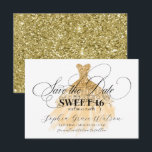 Gold Glitzer Chic Dress Sweet 16 Geburtstag Save The Date<br><div class="desc">Gold Glitzer Chic Dress Sweet 16 Geburtstag Save the Date</div>