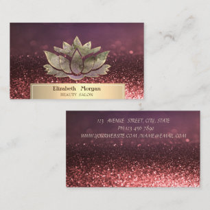 Gold Glitzer Chic Lotus Bokeh Beauty Salon Visitenkarte