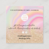 Gold Glitzer Chic Regenbogen Marmor Pastel danke Quadratische Visitenkarte (Rückseite)