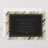 Gold Glitzer Chic Stripes Foto Graduation Party Einladung (Rückseite)