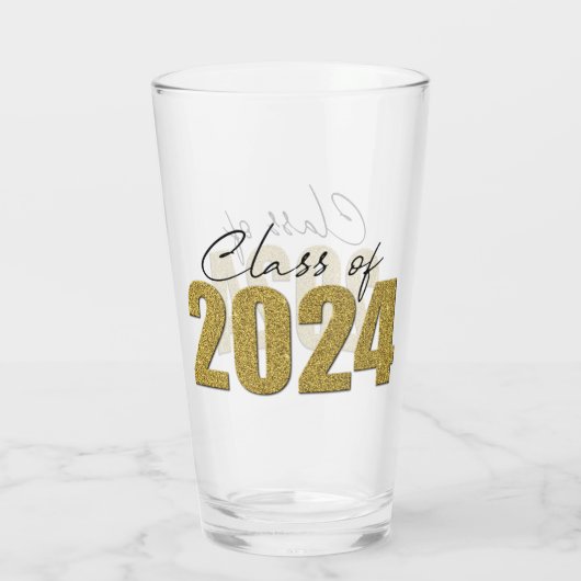 Gold Glitzer Class 2024 Glas (Rückseite)