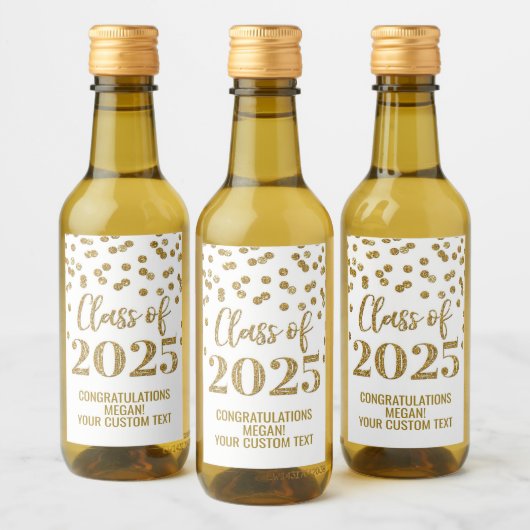 Gold Glitzer Class 2025 Abschluss Weinetikett (Flaschen)