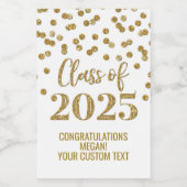 Gold Glitzer Class 2025 Abschluss Weinetikett (Einzelnes Label)
