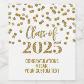 Gold Glitzer Class 2025 Abschluss Weinetikett (Einzelnes Label)