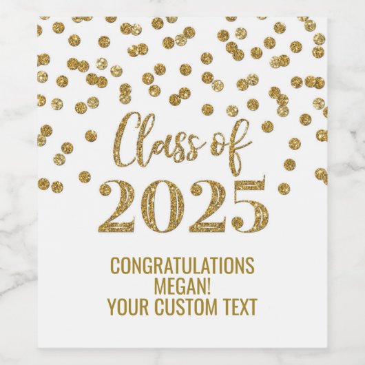 Gold Glitzer Class 2025 Abschluss Weinetikett (Einzelnes Label)