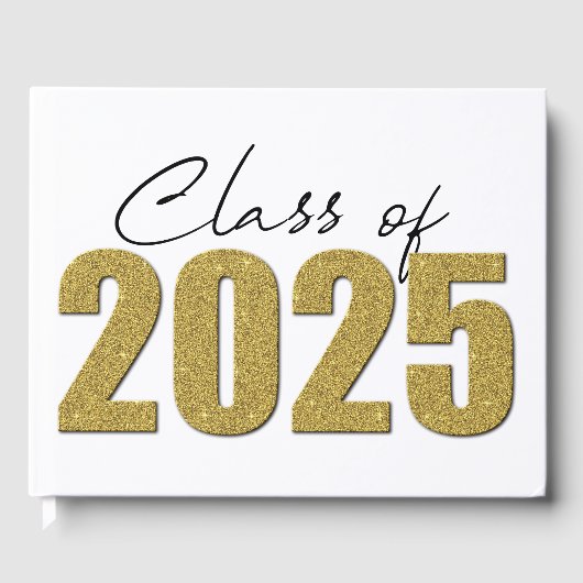 Gold Glitzer Class 2025 Gästebuch (Vorderseite)