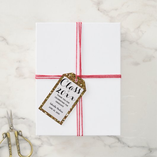 Gold Glitzer Class 2025 Geschenkanhänger (Mit Garn)