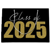 Gold Glitzer Class 2025 Große Geschenktüte (Vorderseite)