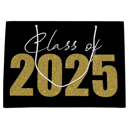 Gold Glitzer Class 2025 Große Geschenktüte (Vorderseite)