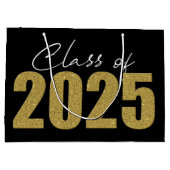 Gold Glitzer Class 2025 Große Geschenktüte (Rückseite)