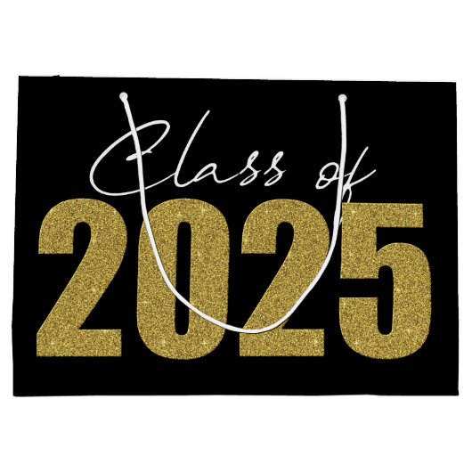 Gold Glitzer Class 2025 Große Geschenktüte (Rückseite)