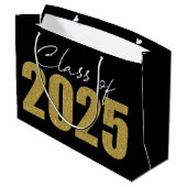 Gold Glitzer Class 2025 Große Geschenktüte (Rückseite Schrägansicht)