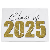 Gold Glitzer Class 2025 Große Geschenktüte (Vorderseite)