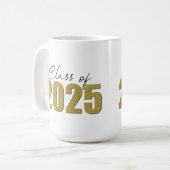 Gold Glitzer Class 2025 Kaffeetasse (Vorderseite Links)