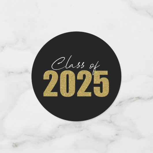 Gold Glitzer Class 2025 Konfetti (Klein Vorderseite)